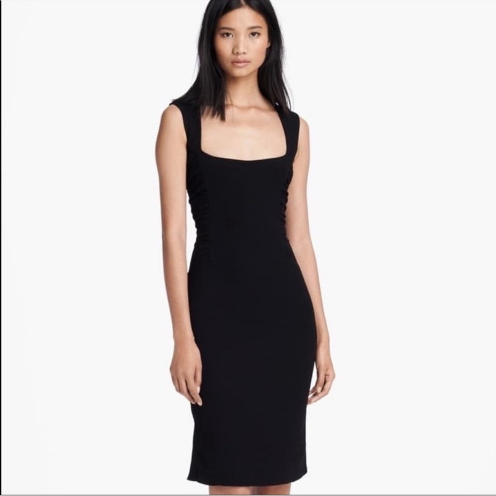 L'AGENCE Ruchedβ Side Black Sheath Dress Party Corporate Goth Luxury Size 10